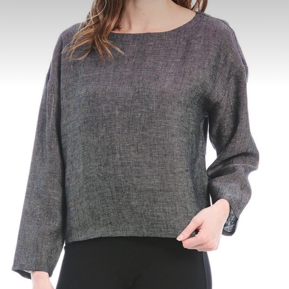 Eileen Fisher NWT Organic Linen Tweed Top Medium